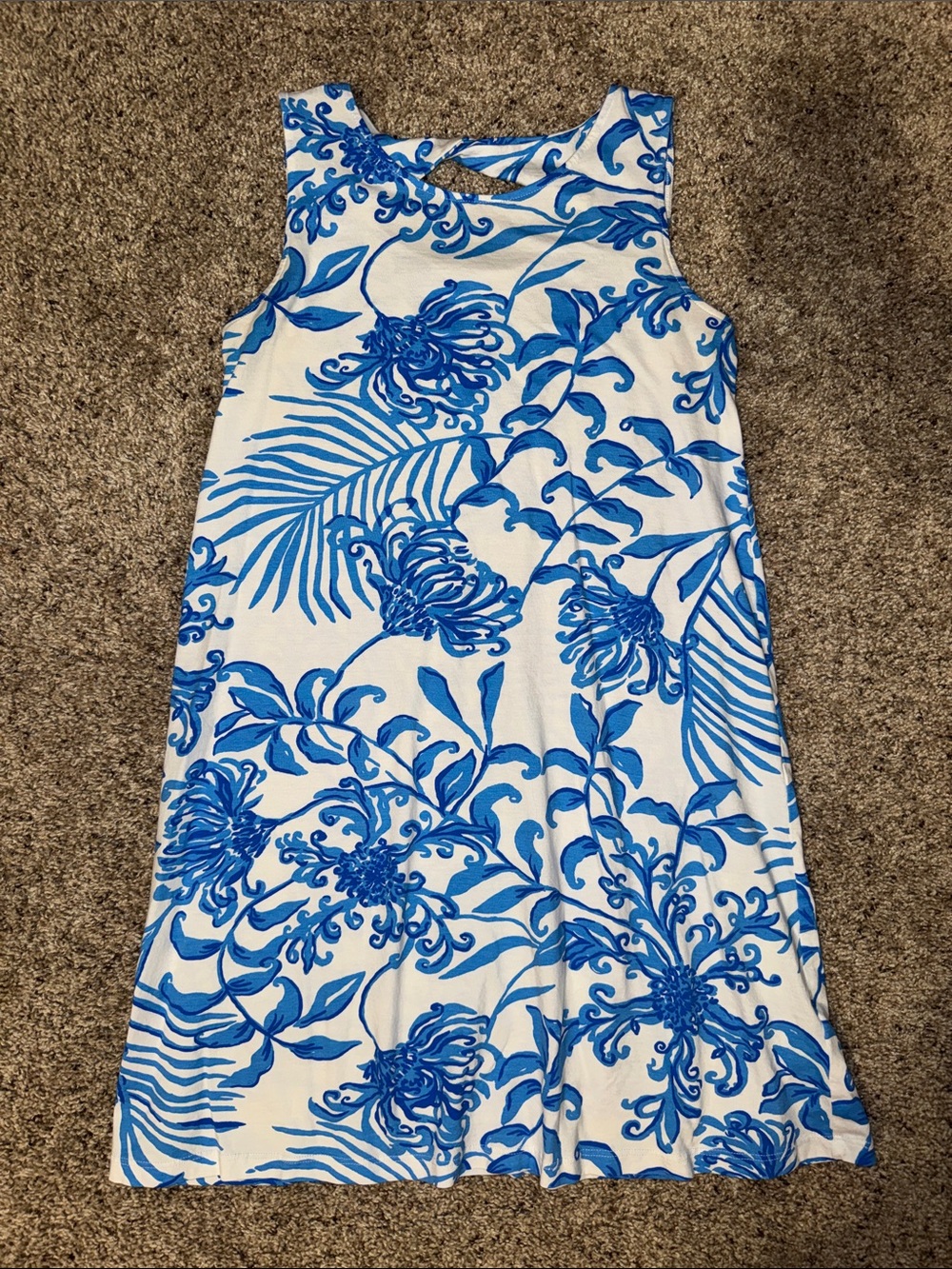 Lilly Pulitzer White and Blue Floral Sleeveless Dress